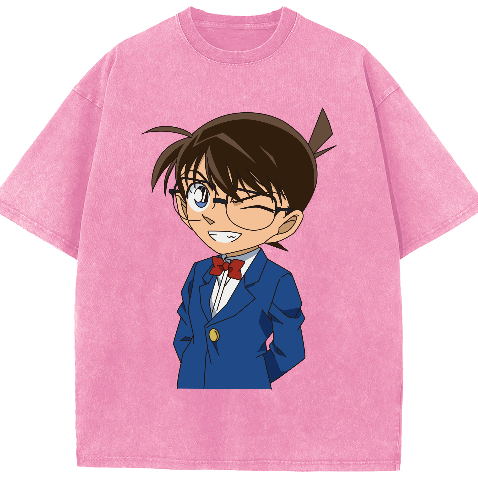 （画像用） 名探偵コナン 江戸川 コナン Detective Conan Conan Edogawa 綿100% ヴィンテージ風 半袖Tシャツ（フロントプリント）